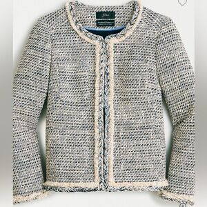 J Crew Braided trim jacket in speckled tweed